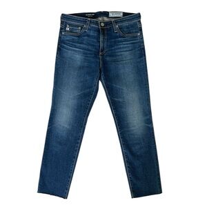 AG Adriano Goldschmied the Prima Crop Cigarette Crop Raw Hem Blue Jeans Size 28R